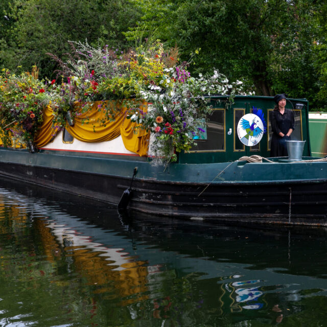 Thelma's funeral procession;
Broadway Market Lock to The Barge Hse;
Hackney canal, London. N1 5RY.
14th July 2020.

© Pete Jones
pete@pjproductions.co.uk