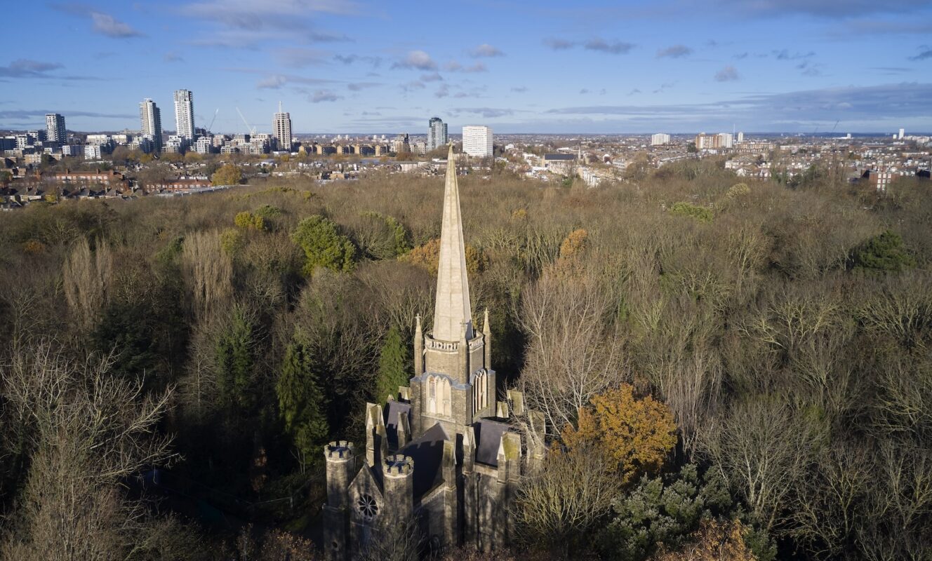Abney Park Chapel ext Birds Eye